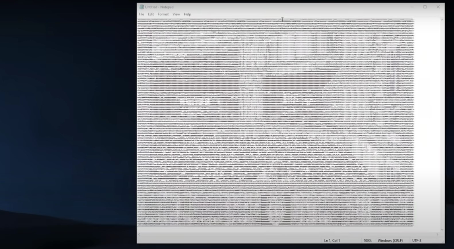 Doom igra pokrenuta u Notepad programu
